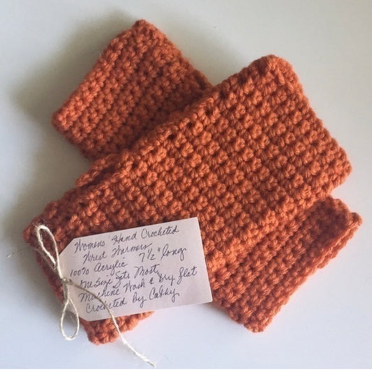 Gaming Texting Fingerless Gloves Rust Orange Crochet Knit Fall Winter Writing Tech Wrist Warmers Pumpkin Handmade Fashion Gift Women Accessory