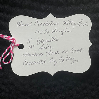 Small Cat Bed in Black & Pink Nose 11" Hand Crocheted Pet Furbaby Gift Cat Mom Dad