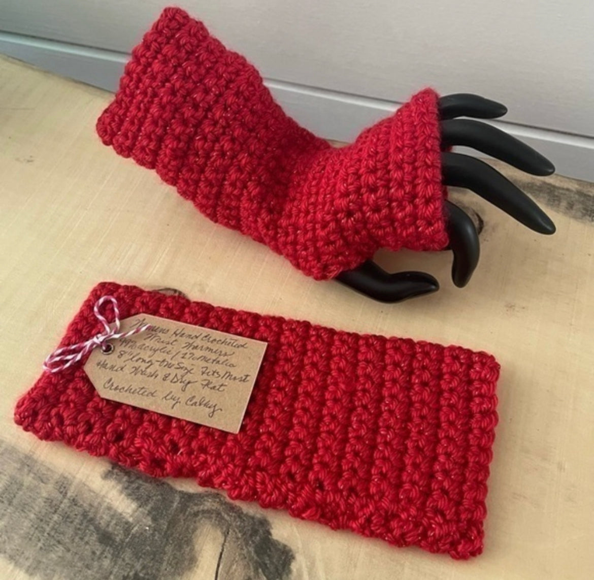 Extra Soft Red Glitter Writing Tech Fingerless Gloves Wrist Warmers Sparkly Glam Handmade Fashion Gift Women Accessory Fall Winter Cold Weather