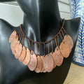 Unique Dangling Flattened Penny Statement Necklace 16.75" Drama Avant Garde Upcycled Industrial