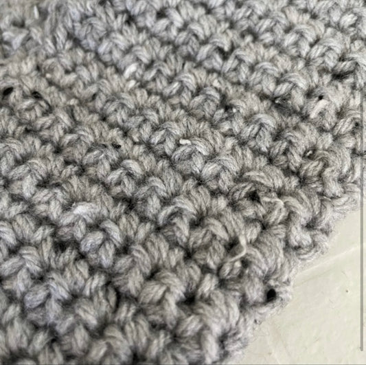 Texting Tech Wrist Warmers Gray Speckled Tweed Crochet Knit Spring Fall Winter Writing Gaming Fingerless Gloves Grey