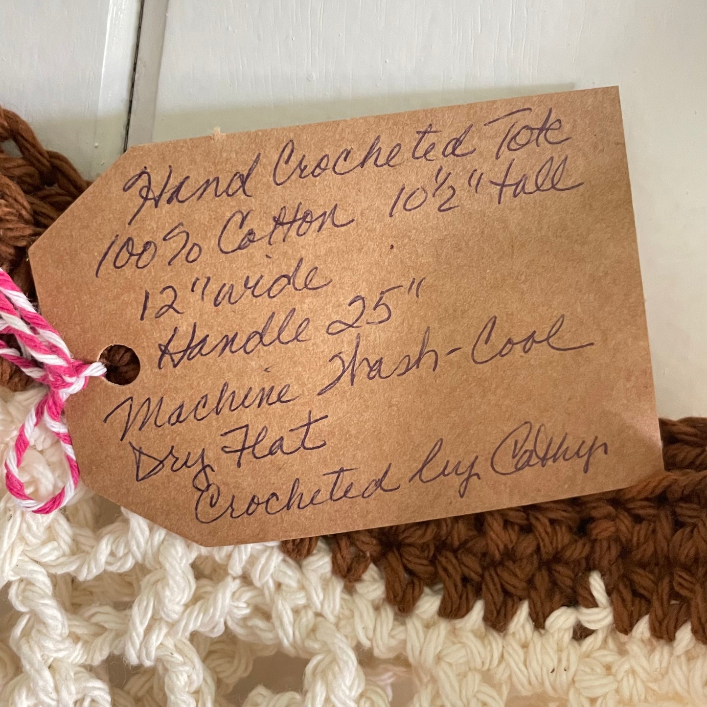Sandy Beaches Tote Bag Purse Cotton Reusable Boho Multicolor Hand Crocheted Knit Cream Tan Brown Coastal