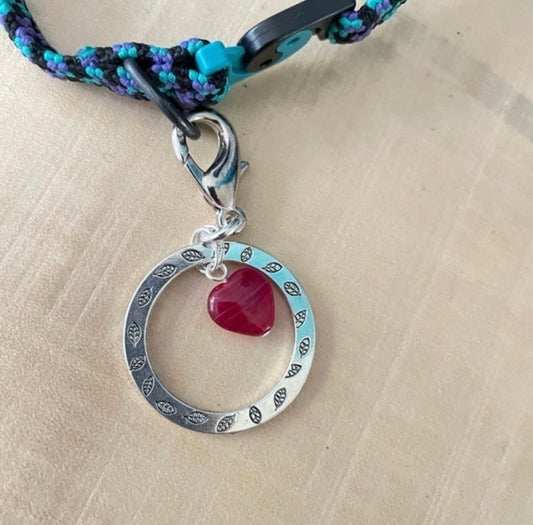Mini Red Heart & Circle Pet Collar Charm