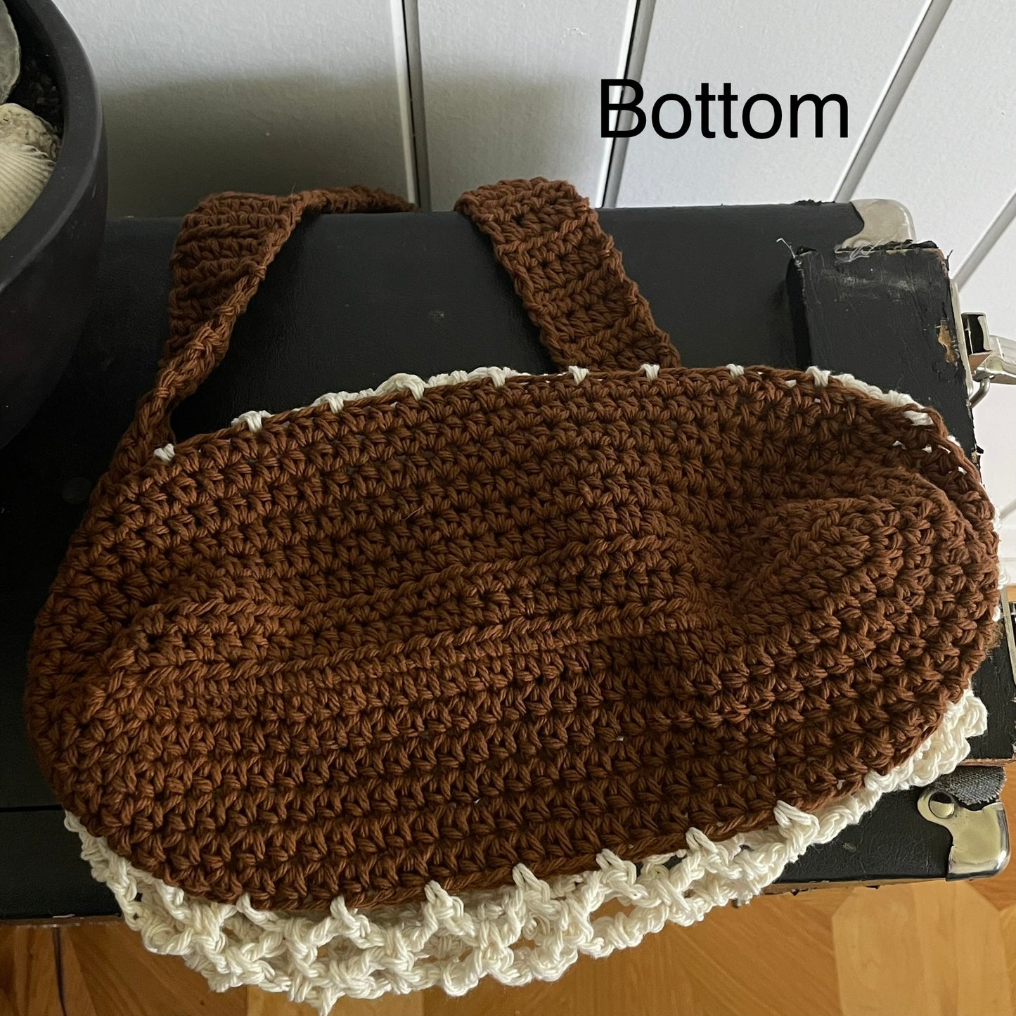 Sandy Beaches Tote Bag Purse Cotton Reusable Boho Multicolor Hand Crocheted Knit Cream Tan Brown Coastal