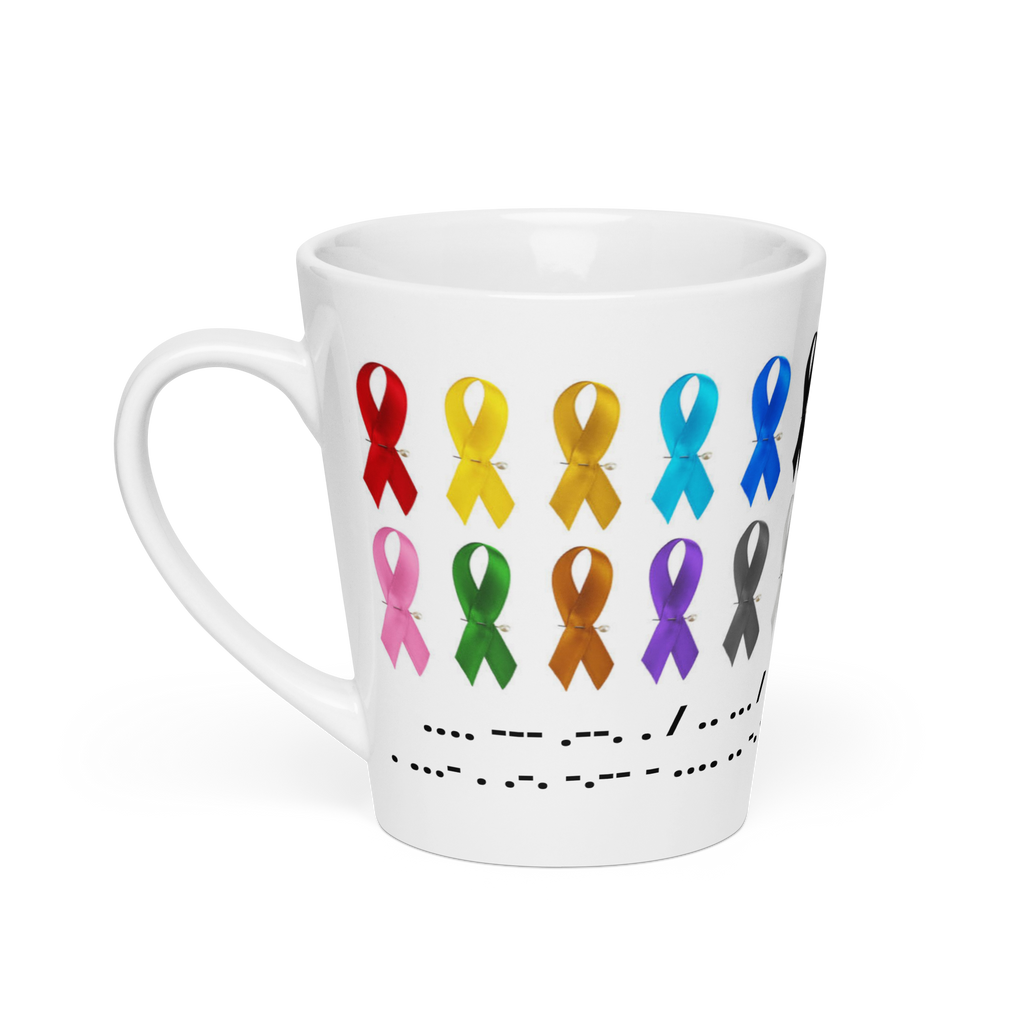 Hope Is Everything | Latte Mug Ribbon & Morse Code Colorful 12 Oz Coffee Tea Hot Drink Gift for Men Women Mom Dad Brother Sister