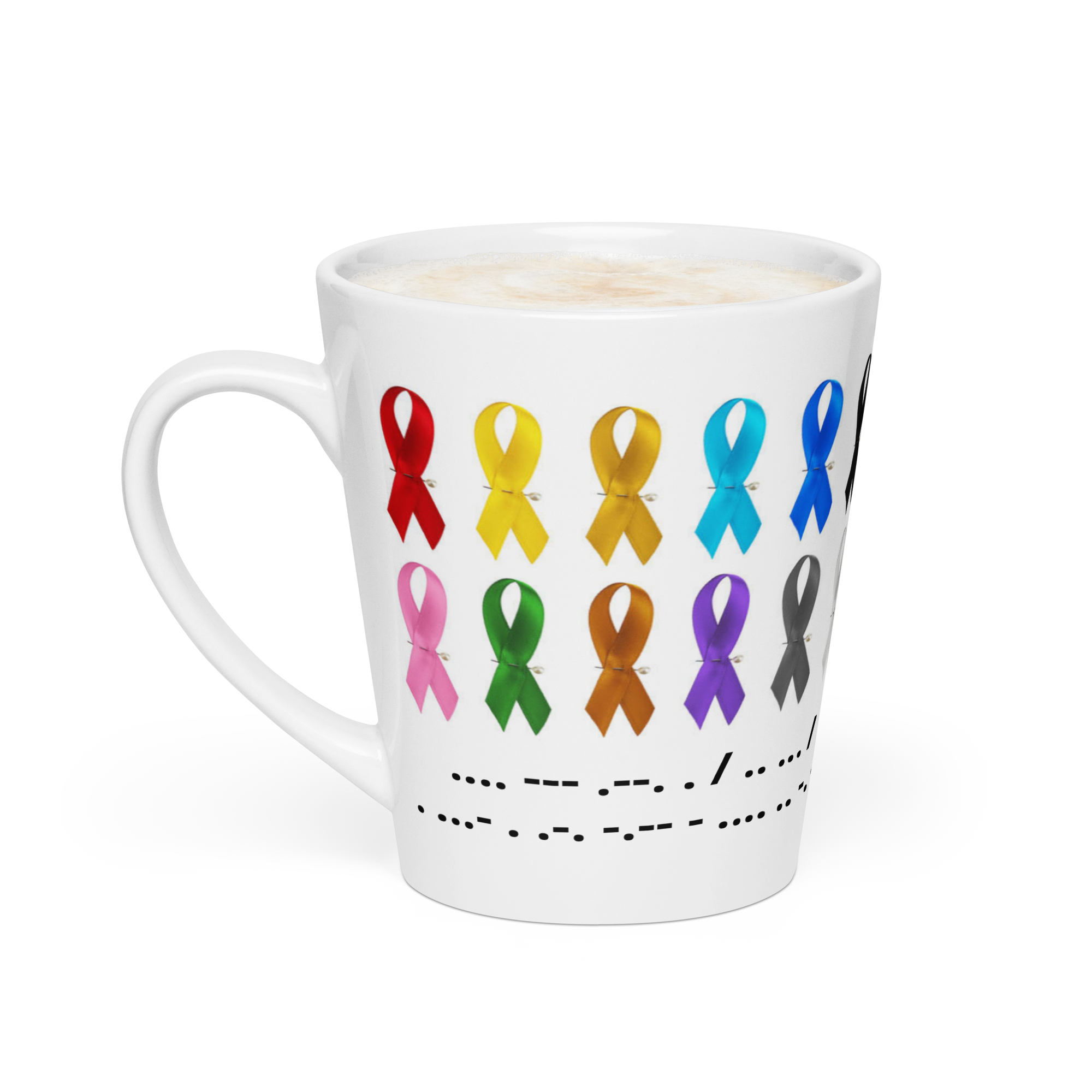 Hope Is Everything | Latte Mug Ribbon & Morse Code Colorful 12 Oz Coffee Tea Hot Drink Gift for Men Women Mom Dad Brother Sister