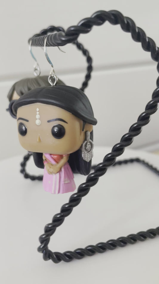 Pop Vinyl Earrings Harry Potter Parvati Hand Crafted Fandom Halloween Cosplay Repurposed Women Gift Handmade Jewelry