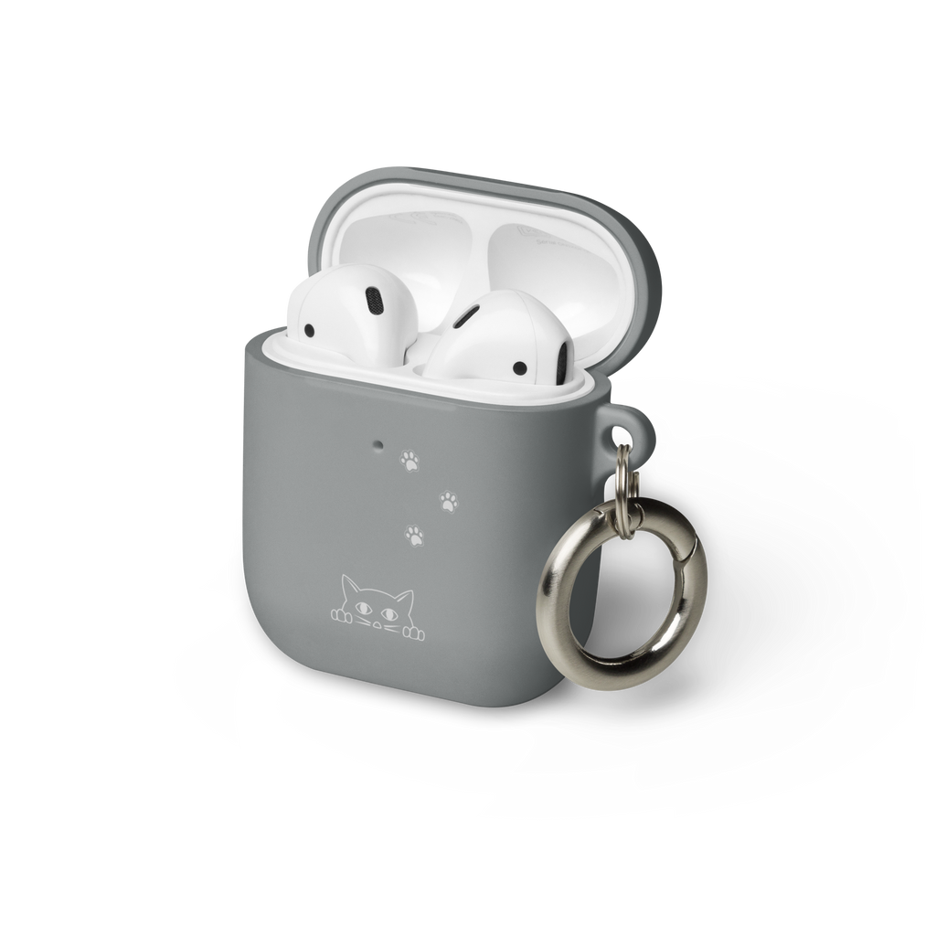 Peek-a-boo Cat Pawprint | Case for AirPods® & AirPods® Pro Protective Rubber Women Teens Girls Cute Kitty Apple Cover Keychain Compatible