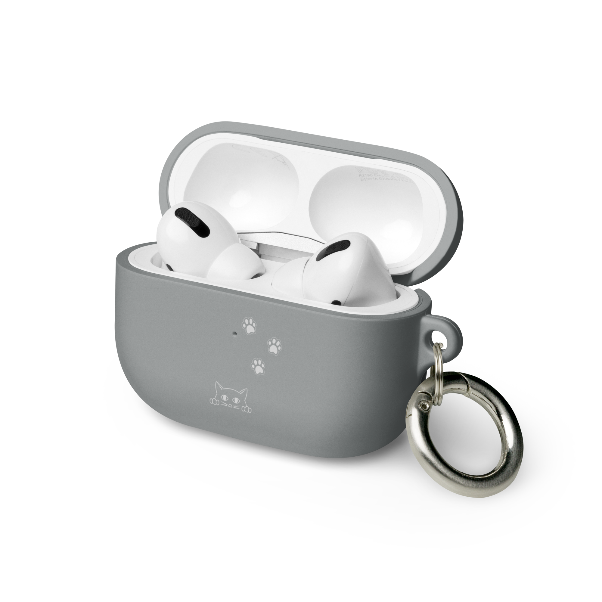 Peek-a-boo Cat Pawprint | Case for AirPods® & AirPods® Pro Protective Rubber Women Teens Girls Cute Kitty Apple Cover Keychain Compatible