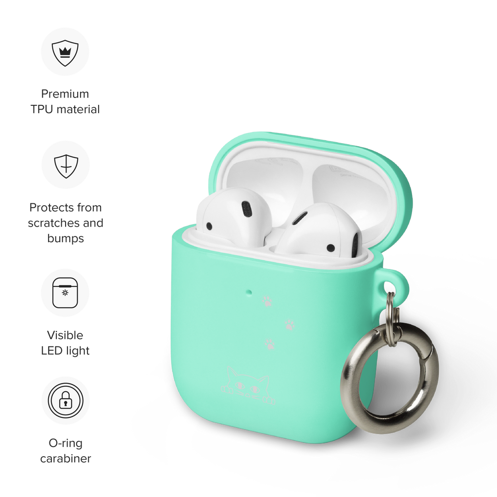 Peek-a-boo Cat Pawprint | Case for AirPods® & AirPods® Pro Protective Rubber Women Teens Girls Cute Kitty Apple Cover Keychain Compatible