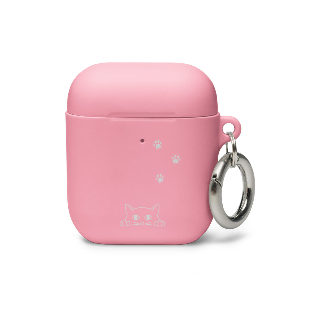 Peek-a-boo Cat Pawprint | Case for AirPods® & AirPods® Pro Protective Rubber Women Teens Girls Cute Kitty Apple Cover Keychain Compatible