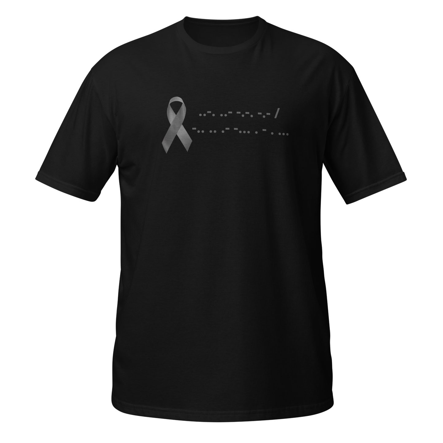 F*ck Diabetes | T-Shirt Morse Code Gray Ribbon Short-Sleeve Unisex Softstyle Cotton Support Awareness Mom Dad Brother Sister Son Daughter