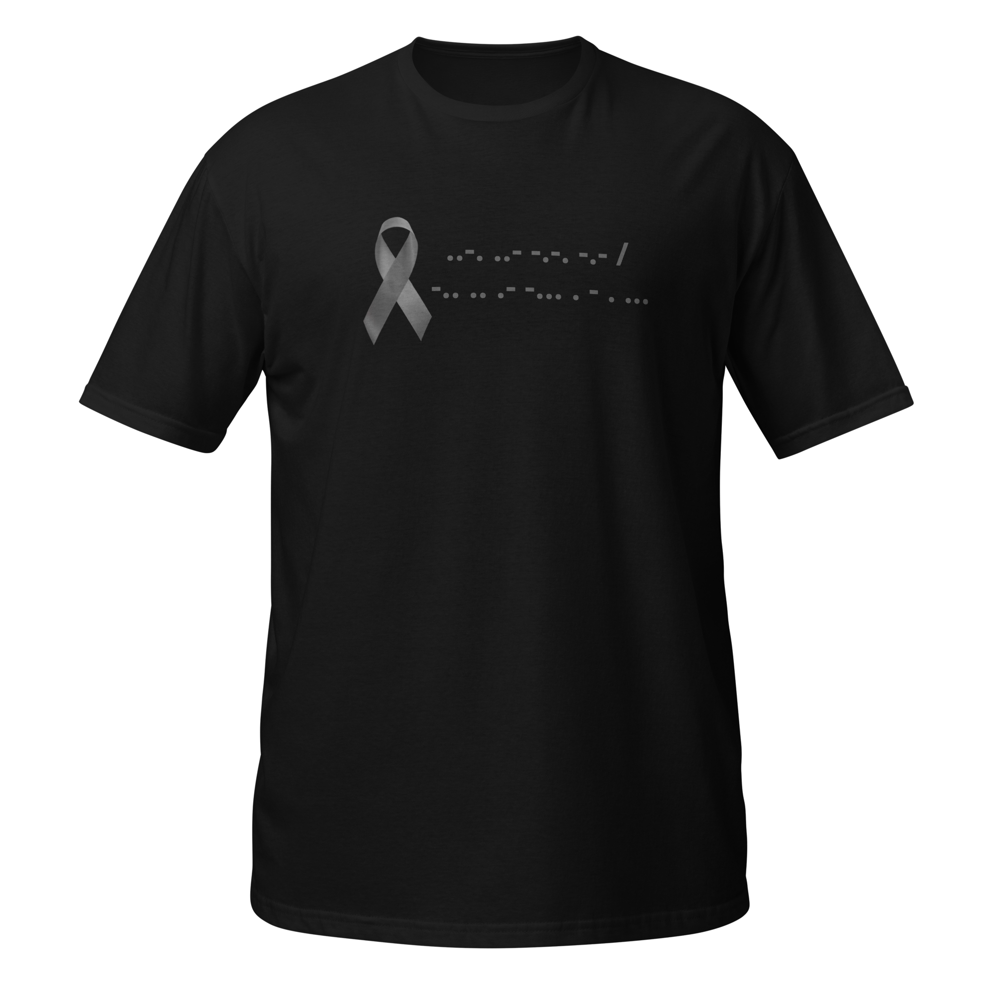 F*ck Diabetes | T-Shirt Morse Code Gray Ribbon Short-Sleeve Unisex Softstyle Cotton Support Awareness Mom Dad Brother Sister Son Daughter