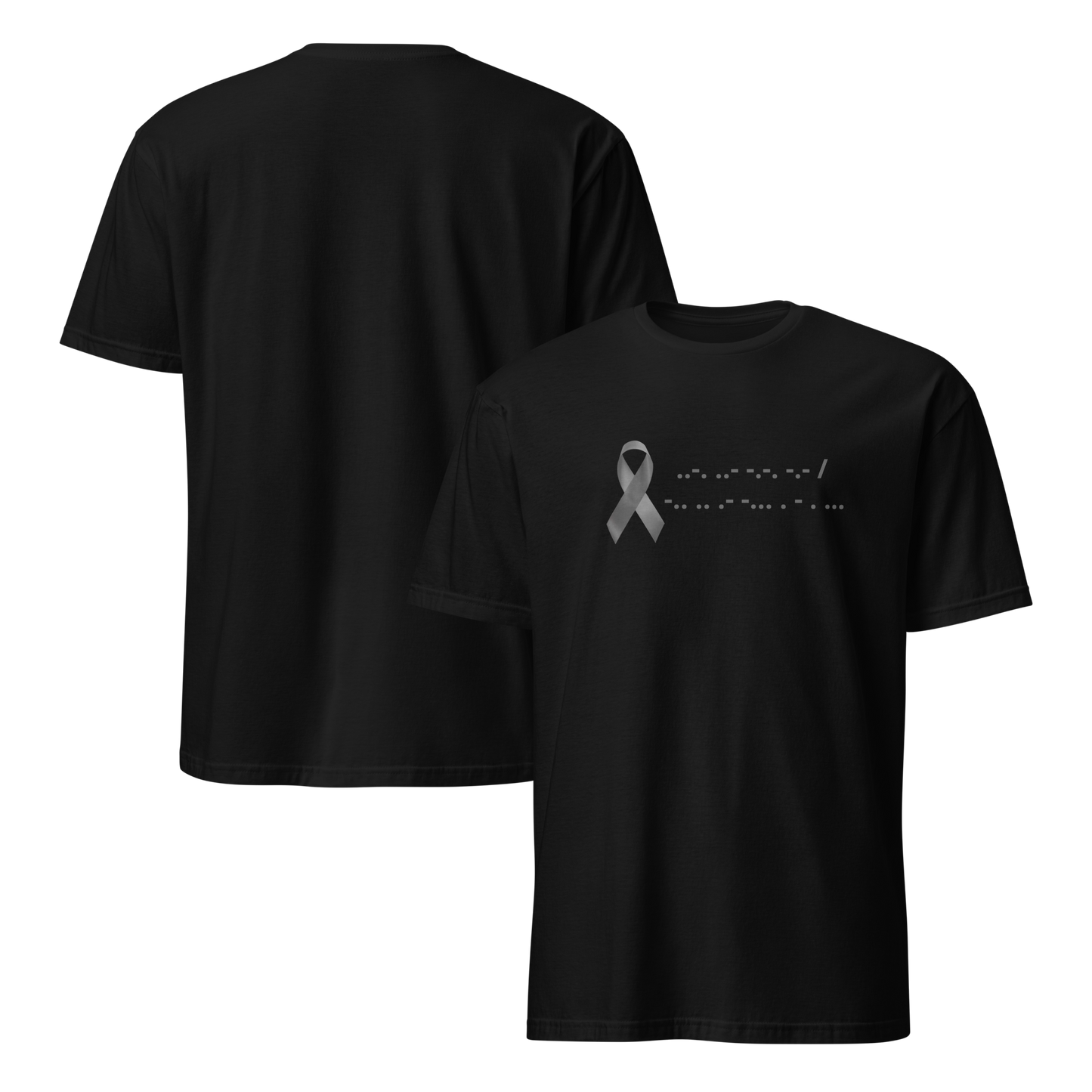 F*ck Diabetes | T-Shirt Morse Code Gray Ribbon Short-Sleeve Unisex Softstyle Cotton Support Awareness Mom Dad Brother Sister Son Daughter