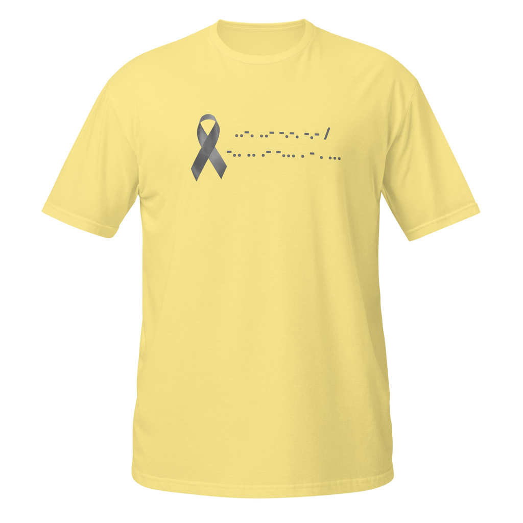 F*ck Diabetes | T-Shirt Morse Code Gray Ribbon Short-Sleeve Unisex Softstyle Cotton Support Awareness Mom Dad Brother Sister Son Daughter