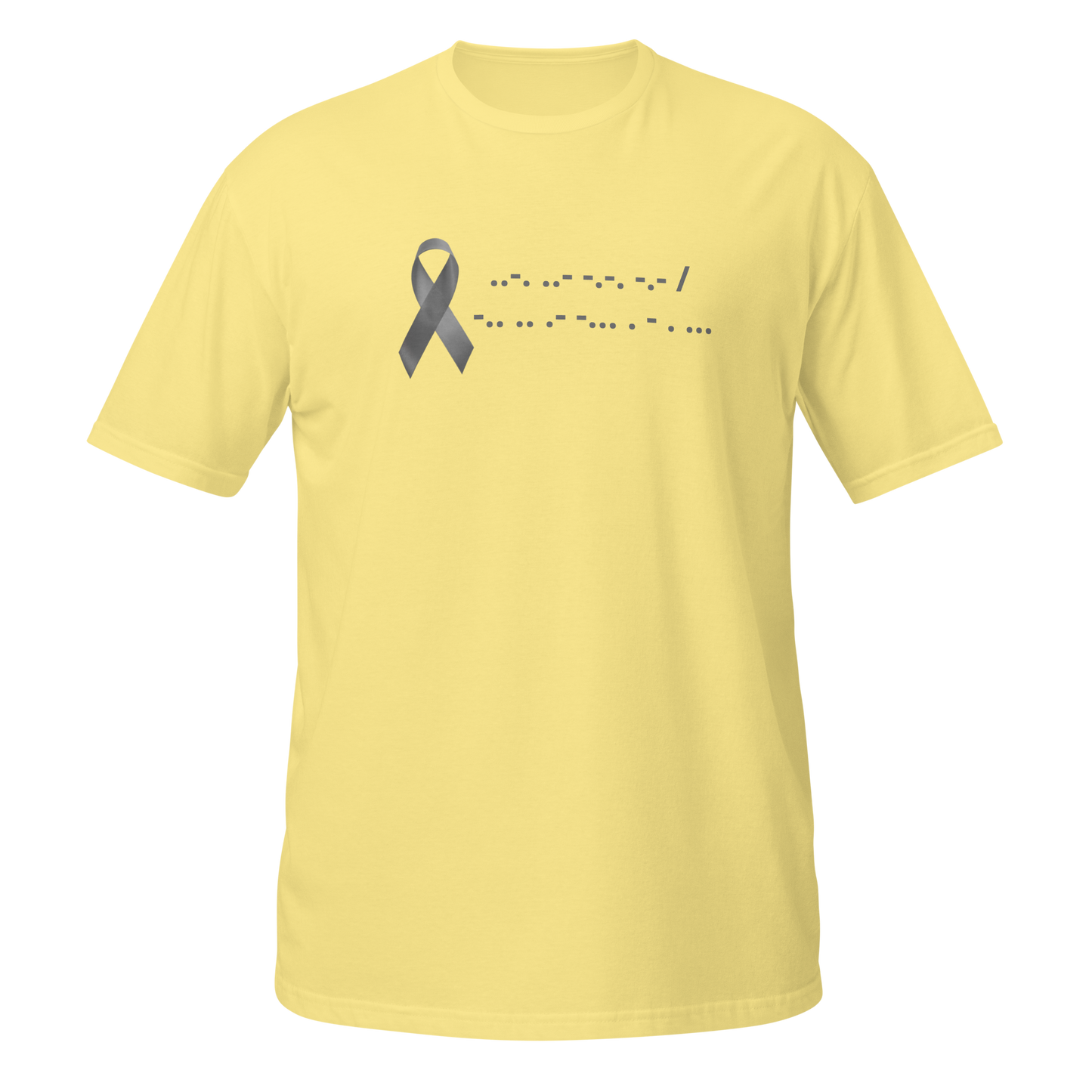 F*ck Diabetes | T-Shirt Morse Code Gray Ribbon Short-Sleeve Unisex Softstyle Cotton Support Awareness Mom Dad Brother Sister Son Daughter