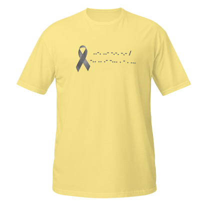 F*ck Diabetes | T-Shirt Morse Code Gray Ribbon Short-Sleeve Unisex Softstyle Cotton Support Awareness Mom Dad Brother Sister Son Daughter