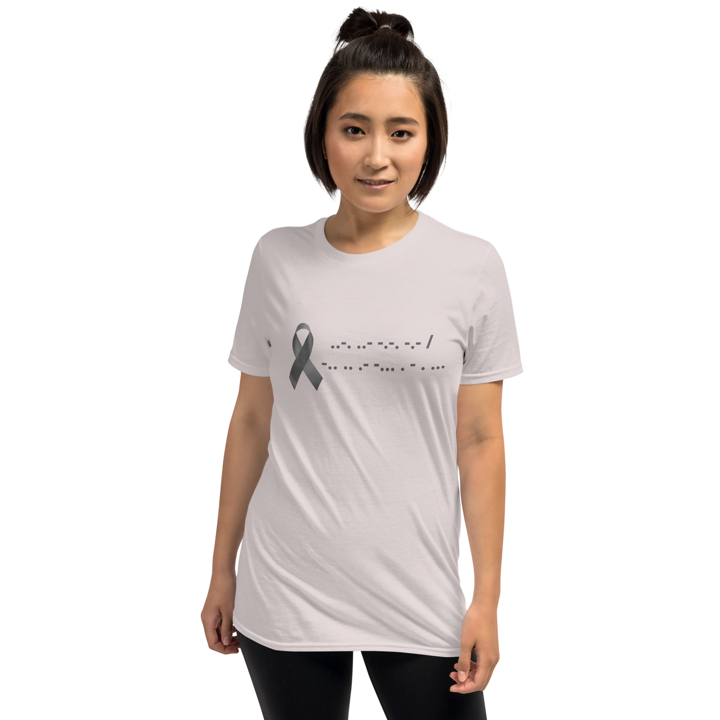 F*ck Diabetes | T-Shirt Morse Code Gray Ribbon Short-Sleeve Unisex Softstyle Cotton Support Awareness Mom Dad Brother Sister Son Daughter