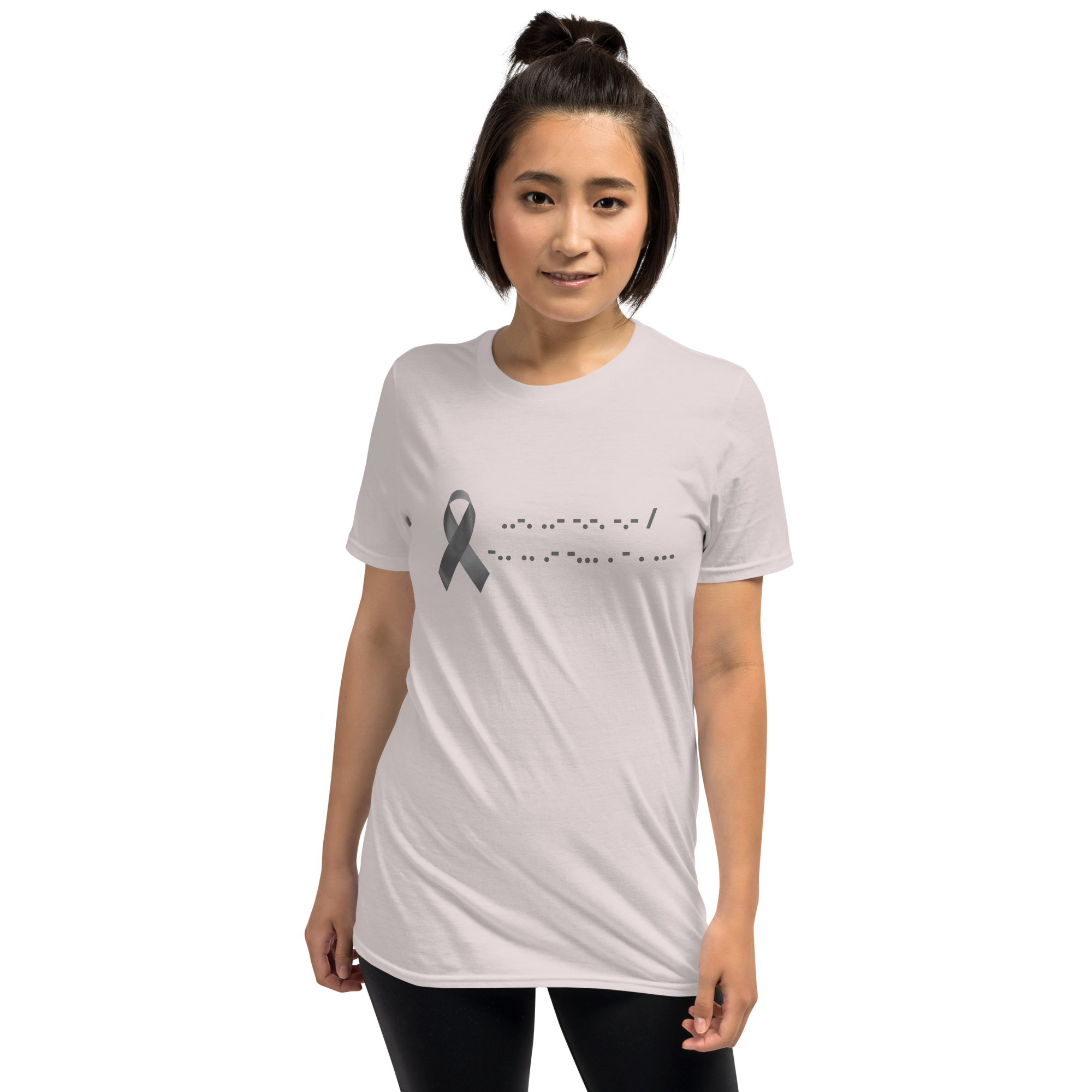 F*ck Diabetes | T-Shirt Morse Code Gray Ribbon Short-Sleeve Unisex Softstyle Cotton Support Awareness Mom Dad Brother Sister Son Daughter