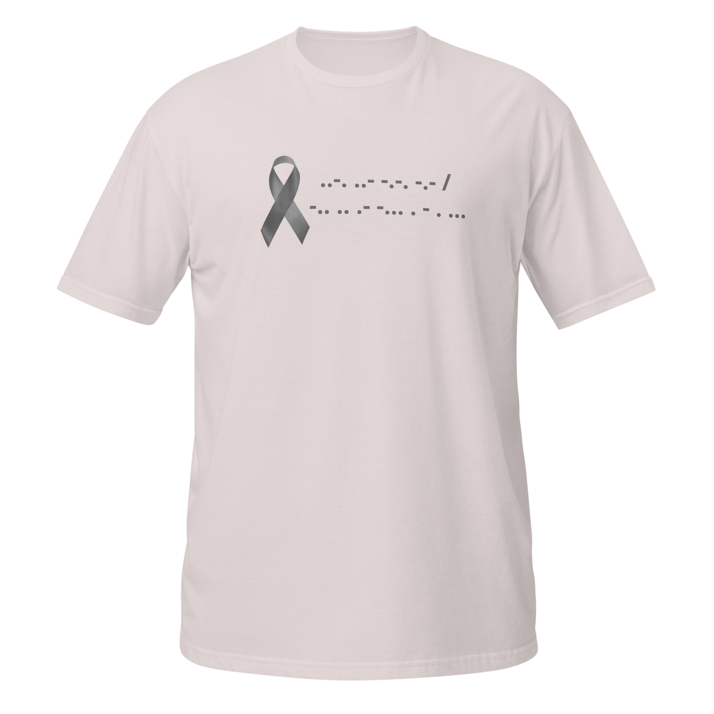 F*ck Diabetes | T-Shirt Morse Code Gray Ribbon Short-Sleeve Unisex Softstyle Cotton Support Awareness Mom Dad Brother Sister Son Daughter