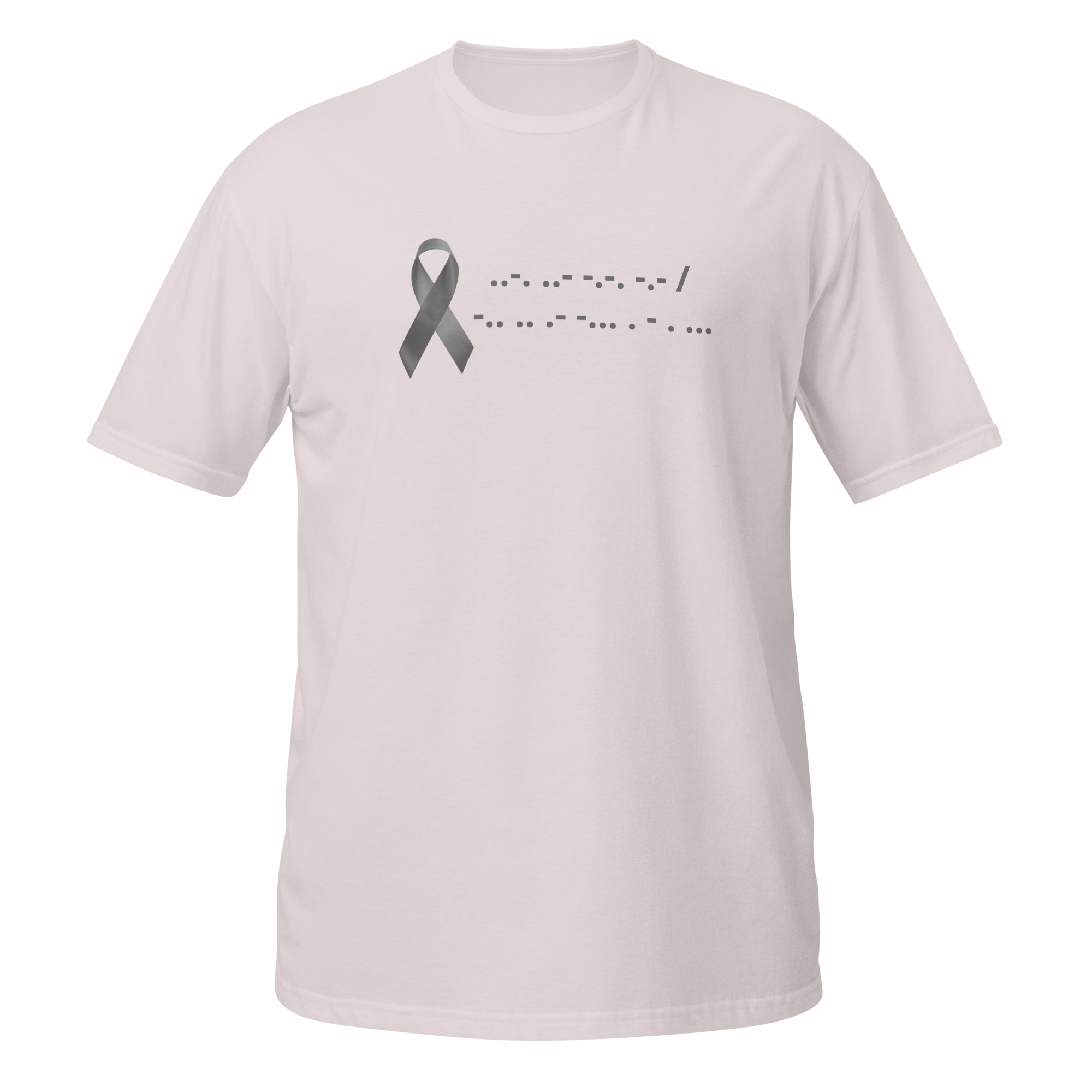 F*ck Diabetes | T-Shirt Morse Code Gray Ribbon Short-Sleeve Unisex Softstyle Cotton Support Awareness Mom Dad Brother Sister Son Daughter