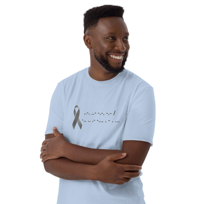 F*ck Diabetes | T-Shirt Morse Code Gray Ribbon Short-Sleeve Unisex Softstyle Cotton Support Awareness Mom Dad Brother Sister Son Daughter
