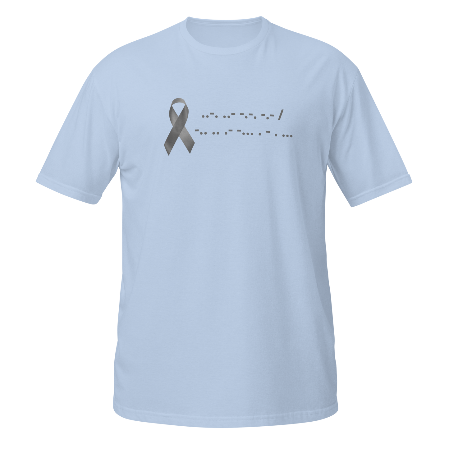 F*ck Diabetes | T-Shirt Morse Code Gray Ribbon Short-Sleeve Unisex Softstyle Cotton Support Awareness Mom Dad Brother Sister Son Daughter