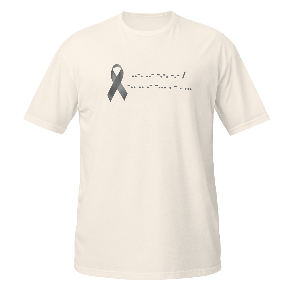 F*ck Diabetes | T-Shirt Morse Code Gray Ribbon Short-Sleeve Unisex Softstyle Cotton Support Awareness Mom Dad Brother Sister Son Daughter