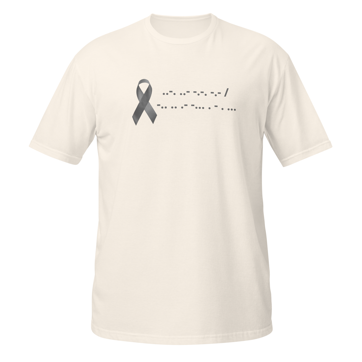 F*ck Diabetes | T-Shirt Morse Code Gray Ribbon Short-Sleeve Unisex Softstyle Cotton Support Awareness Mom Dad Brother Sister Son Daughter