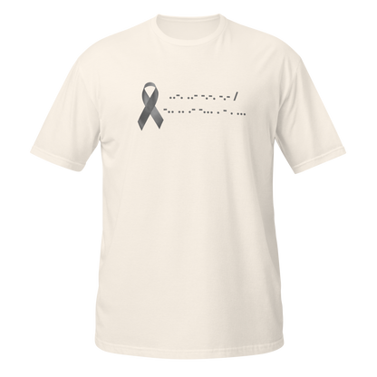 F*ck Diabetes | T-Shirt Morse Code Gray Ribbon Short-Sleeve Unisex Softstyle Cotton Support Awareness Mom Dad Brother Sister Son Daughter