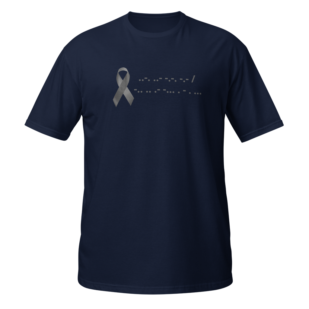 F*ck Diabetes | T-Shirt Morse Code Gray Ribbon Short-Sleeve Unisex Softstyle Cotton Support Awareness Mom Dad Brother Sister Son Daughter
