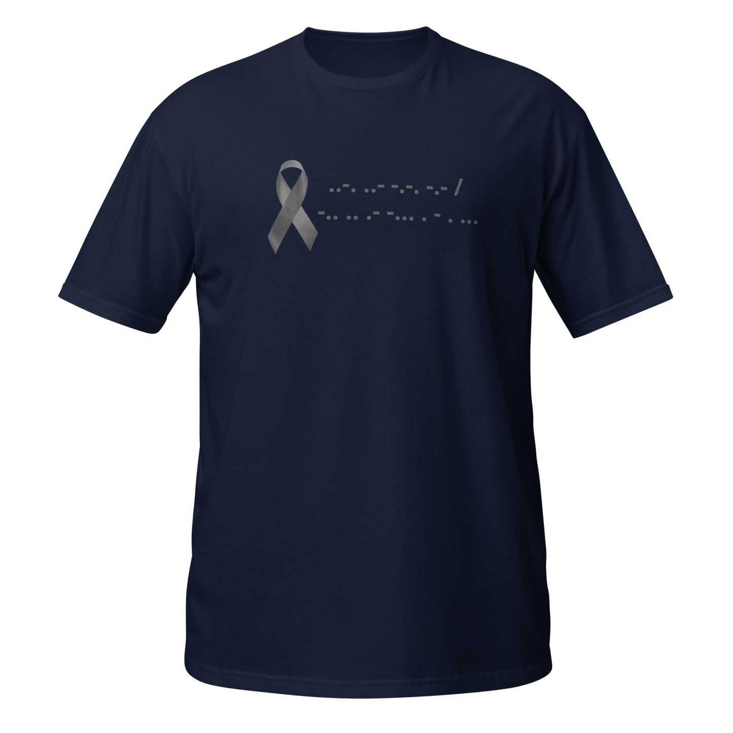 F*ck Diabetes | T-Shirt Morse Code Gray Ribbon Short-Sleeve Unisex Softstyle Cotton Support Awareness Mom Dad Brother Sister Son Daughter
