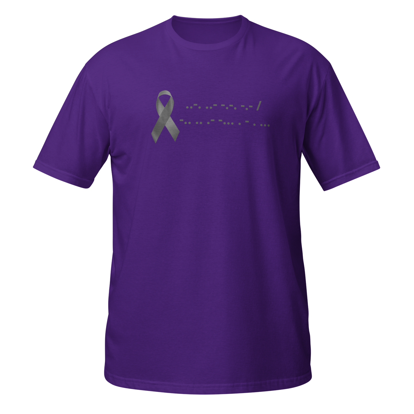 F*ck Diabetes | T-Shirt Morse Code Gray Ribbon Short-Sleeve Unisex Softstyle Cotton Support Awareness Mom Dad Brother Sister Son Daughter