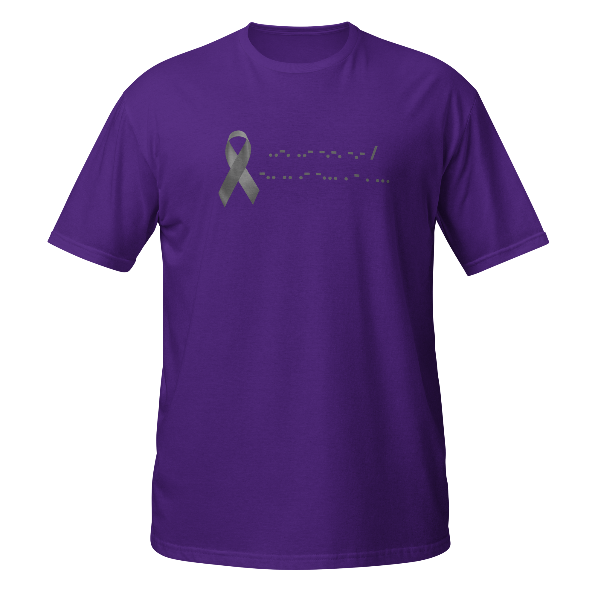 F*ck Diabetes | T-Shirt Morse Code Gray Ribbon Short-Sleeve Unisex Softstyle Cotton Support Awareness Mom Dad Brother Sister Son Daughter