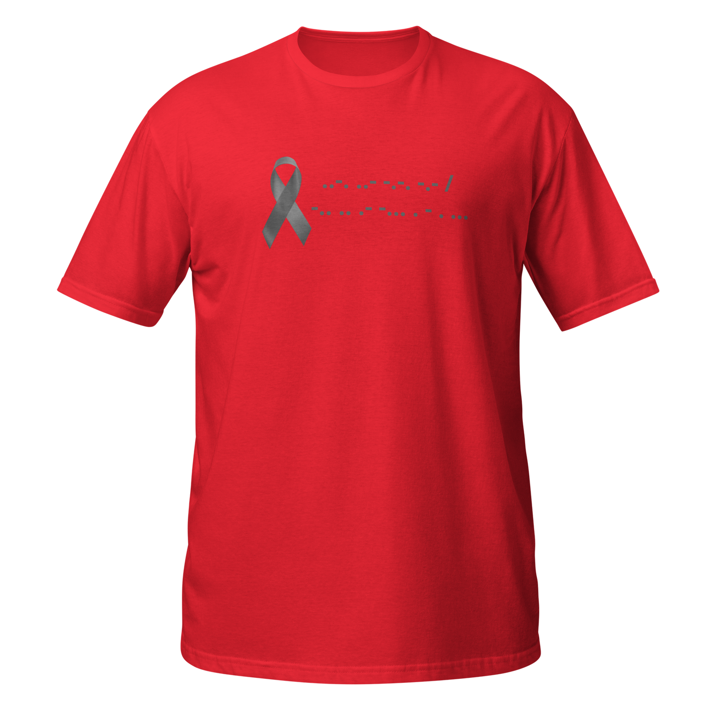 F*ck Diabetes | T-Shirt Morse Code Gray Ribbon Short-Sleeve Unisex Softstyle Cotton Support Awareness Mom Dad Brother Sister Son Daughter