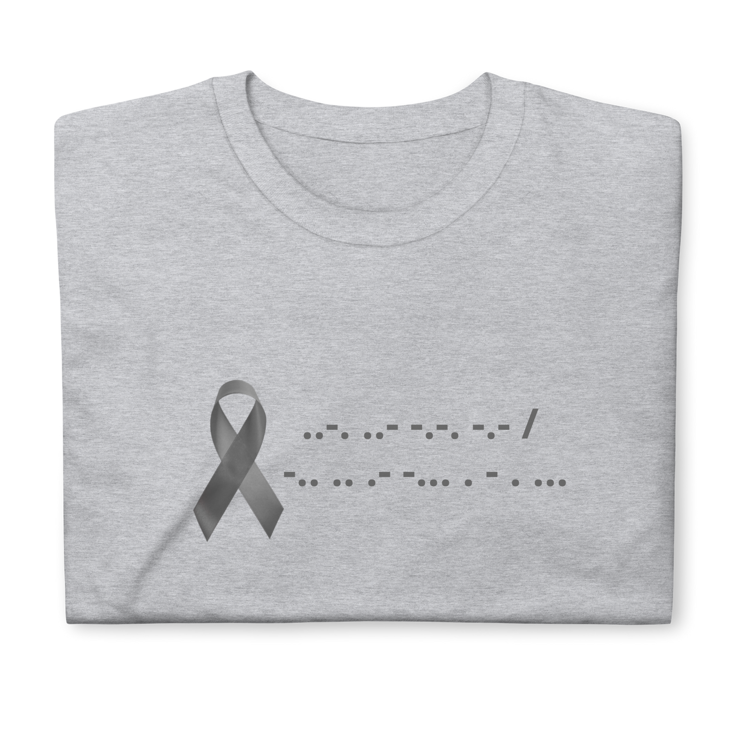F*ck Diabetes | T-Shirt Morse Code Gray Ribbon Short-Sleeve Unisex Softstyle Cotton Support Awareness Mom Dad Brother Sister Son Daughter