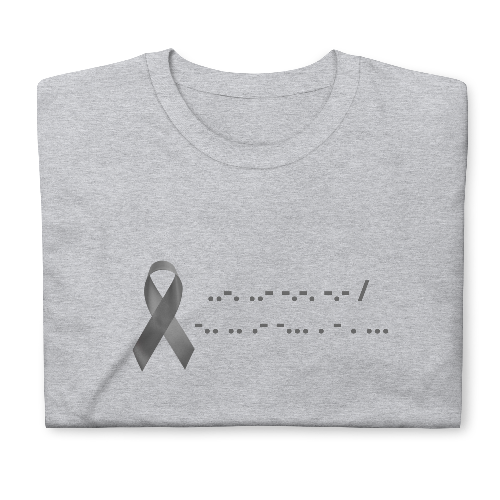 F*ck Diabetes | T-Shirt Morse Code Gray Ribbon Short-Sleeve Unisex Softstyle Cotton Support Awareness Mom Dad Brother Sister Son Daughter