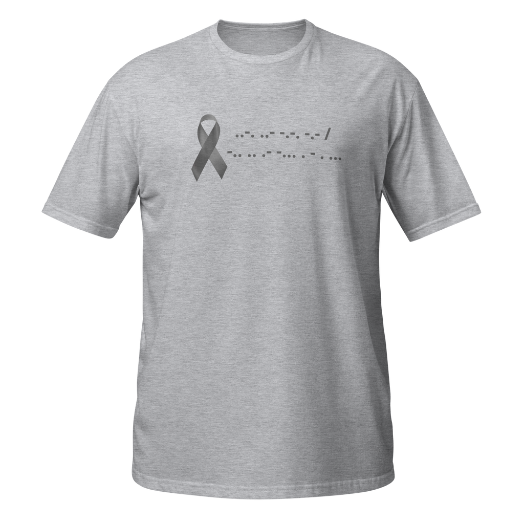 F*ck Diabetes | T-Shirt Morse Code Gray Ribbon Short-Sleeve Unisex Softstyle Cotton Support Awareness Mom Dad Brother Sister Son Daughter