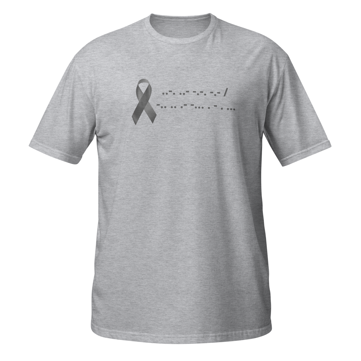 F*ck Diabetes | T-Shirt Morse Code Gray Ribbon Short-Sleeve Unisex Softstyle Cotton Support Awareness Mom Dad Brother Sister Son Daughter