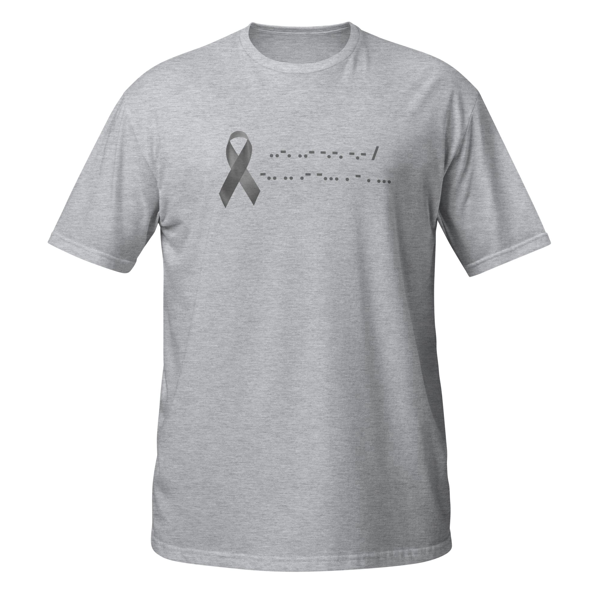 F*ck Diabetes | T-Shirt Morse Code Gray Ribbon Short-Sleeve Unisex Softstyle Cotton Support Awareness Mom Dad Brother Sister Son Daughter