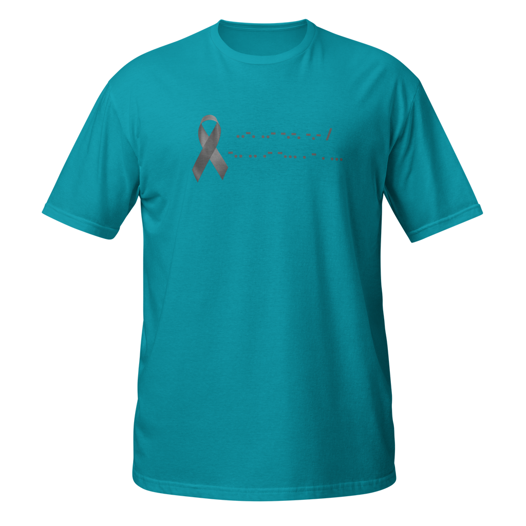 F*ck Diabetes | T-Shirt Morse Code Gray Ribbon Short-Sleeve Unisex Softstyle Cotton Support Awareness Mom Dad Brother Sister Son Daughter