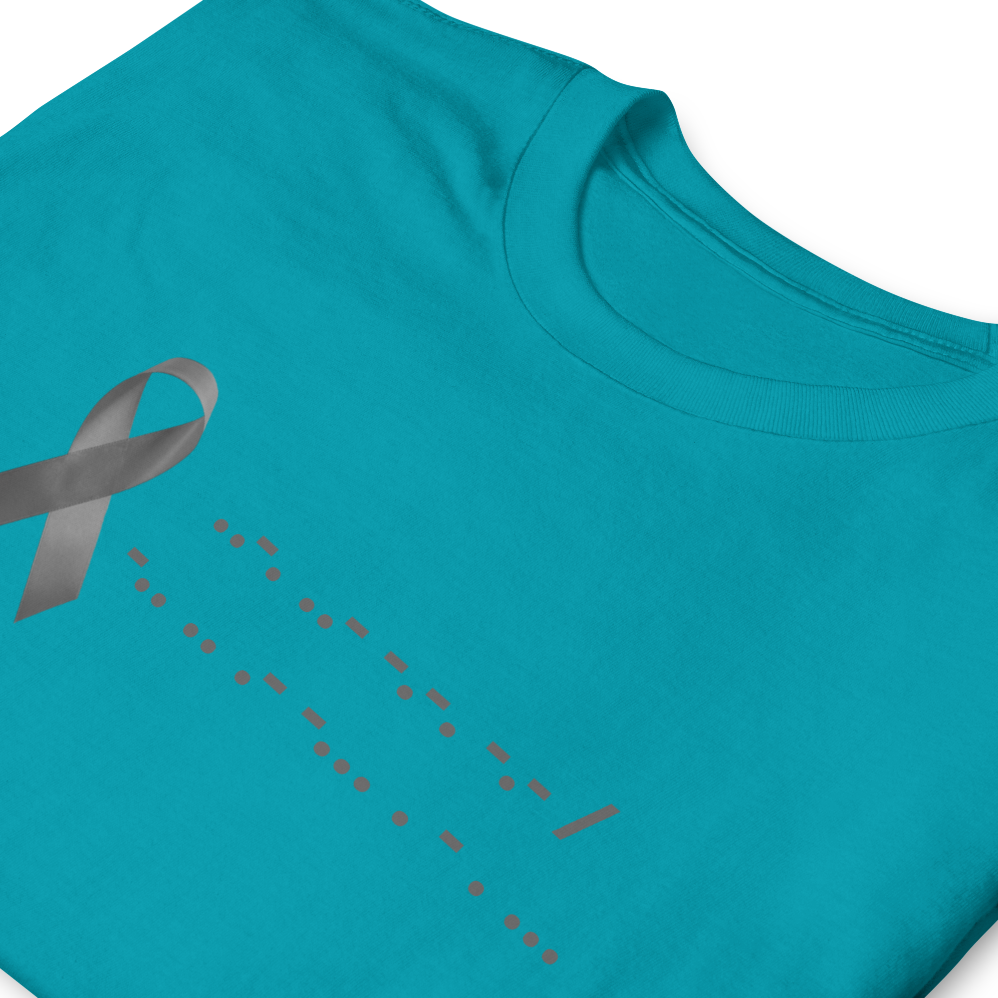 F*ck Diabetes | T-Shirt Morse Code Gray Ribbon Short-Sleeve Unisex Softstyle Cotton Support Awareness Mom Dad Brother Sister Son Daughter