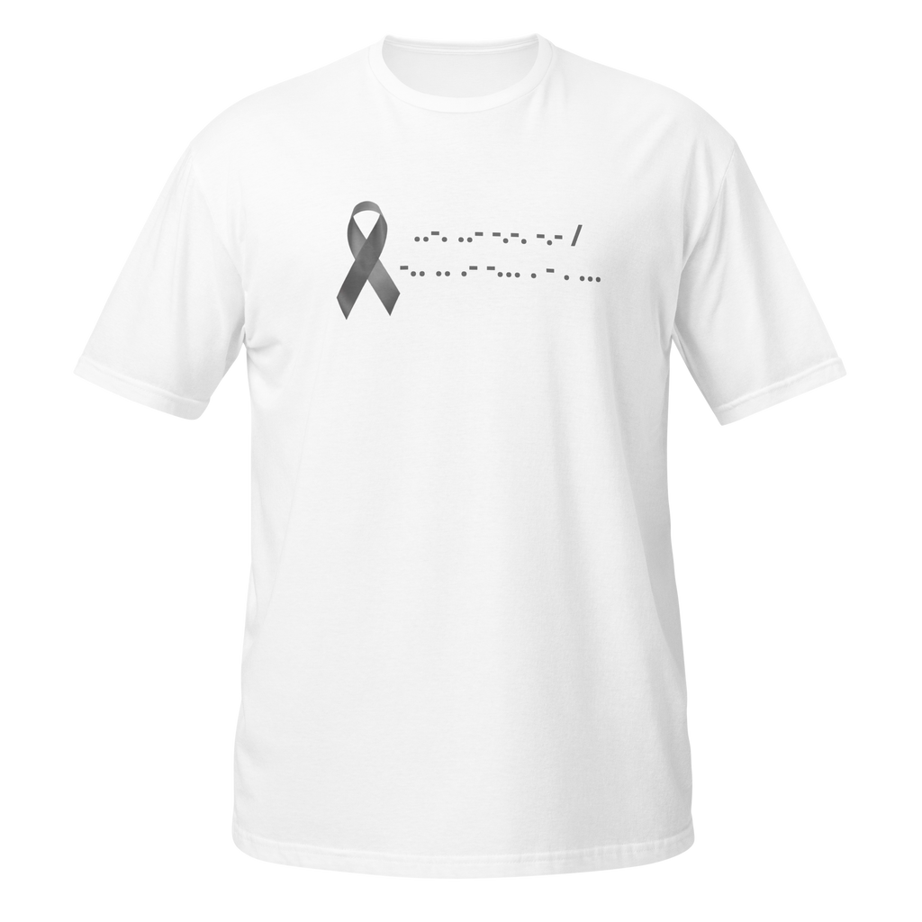 F*ck Diabetes | T-Shirt Morse Code Gray Ribbon Short-Sleeve Unisex Softstyle Cotton Support Awareness Mom Dad Brother Sister Son Daughter