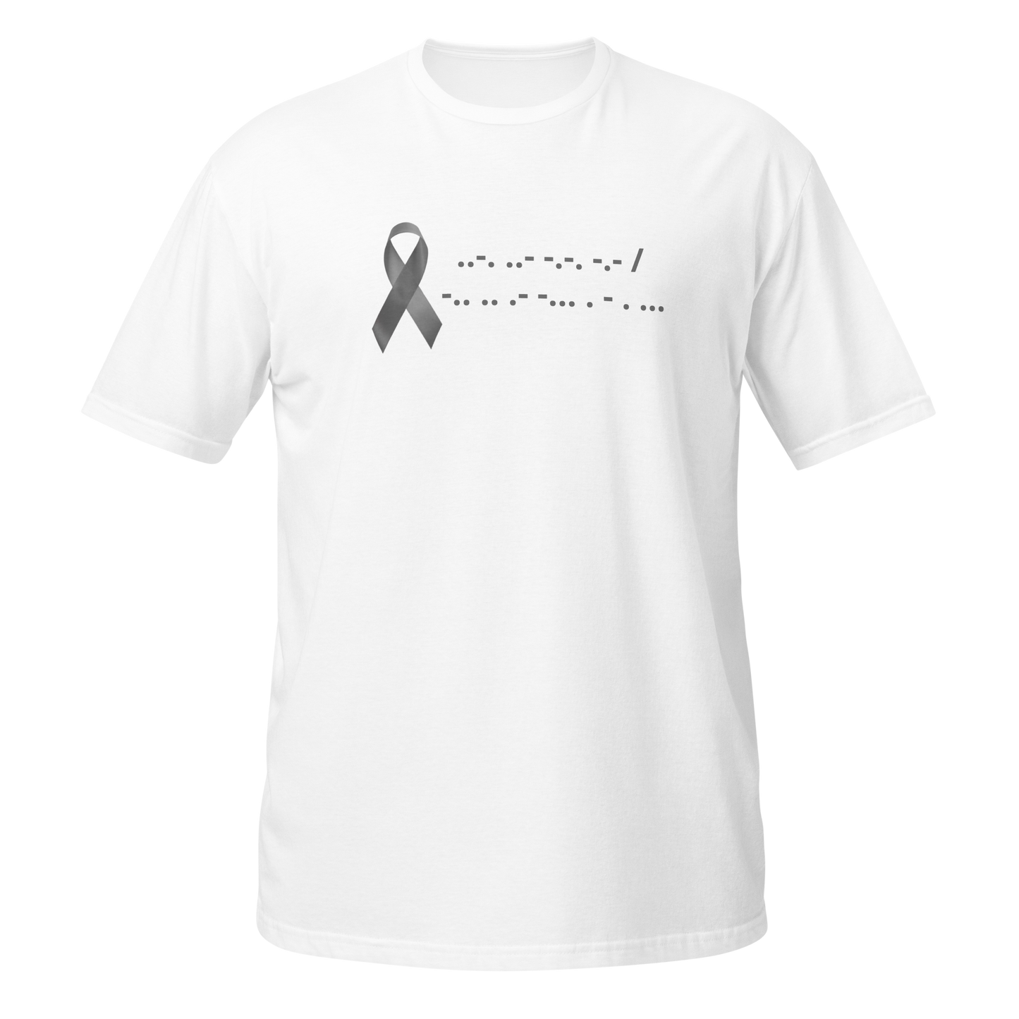 F*ck Diabetes | T-Shirt Morse Code Gray Ribbon Short-Sleeve Unisex Softstyle Cotton Support Awareness Mom Dad Brother Sister Son Daughter