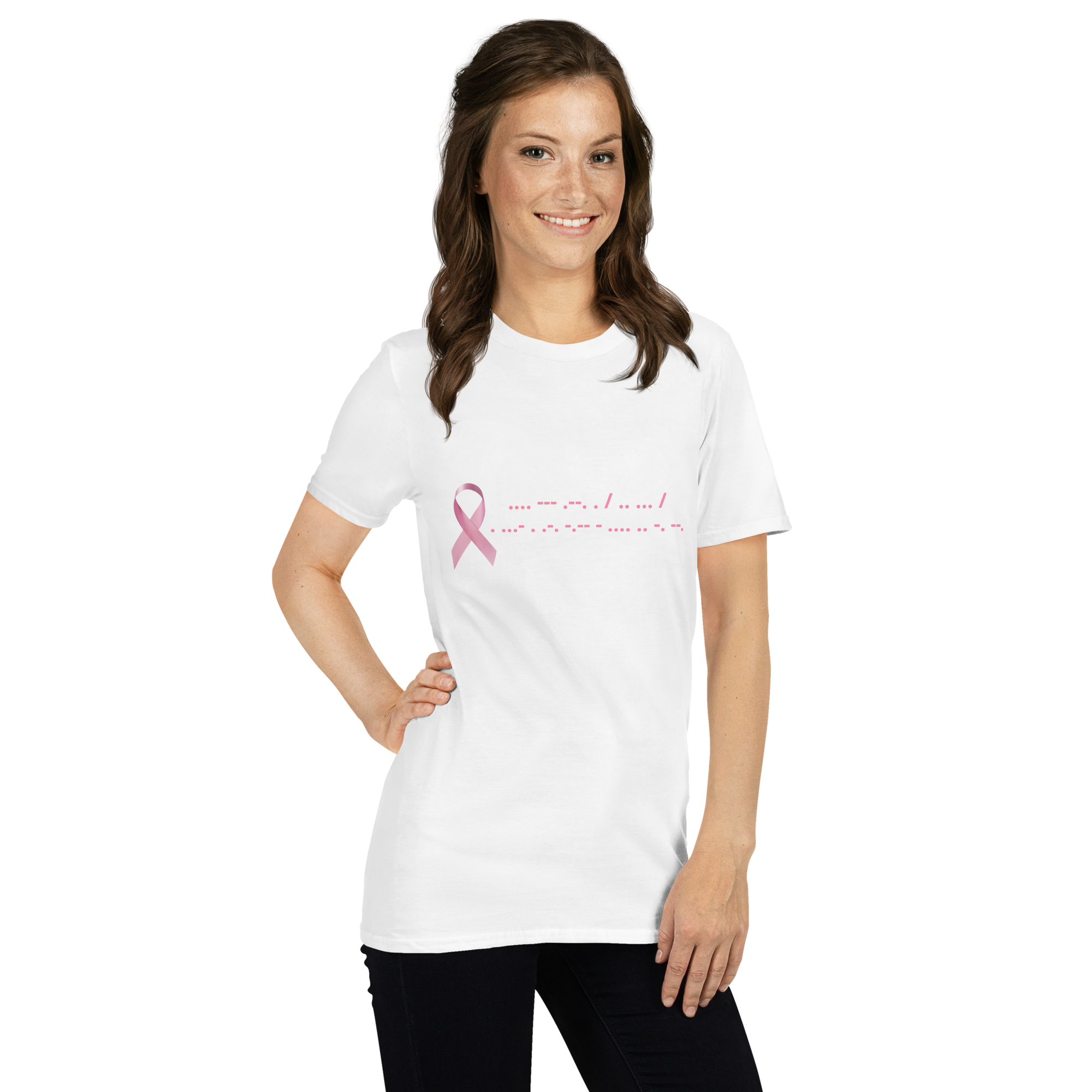 Hope Is Everything | T-Shirt Morse Code Short-Sleeve Unisex Cotton Pink Ribbon Support Mom Sister Aunt Wife Girlfriend