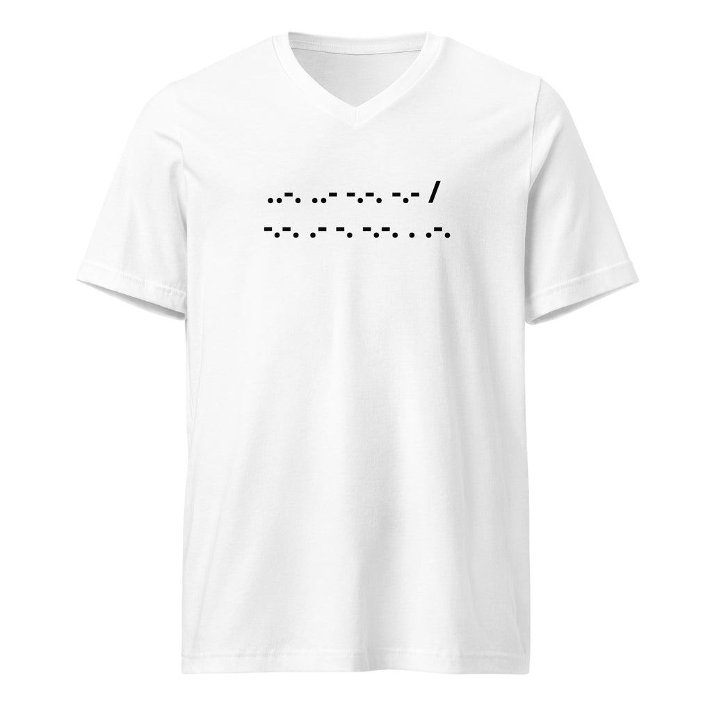 F*ck Cancer | Classic White T-Shirt Morse Code Short-Sleeve Unisex V-Neck Cotton Support Mom Dad Brother Sister Aunt Uncle Wife Husband Son Daughter