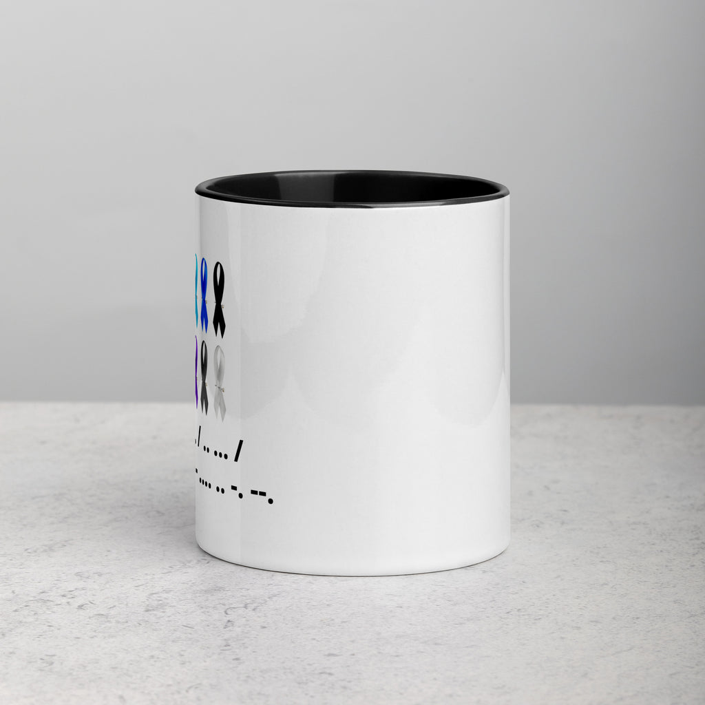 Hope Is Everything | Coffee Mug Colorful Ribbon & Morse Code Tea Hot Drink Gift for Men Women Mom Dad Brother Sister