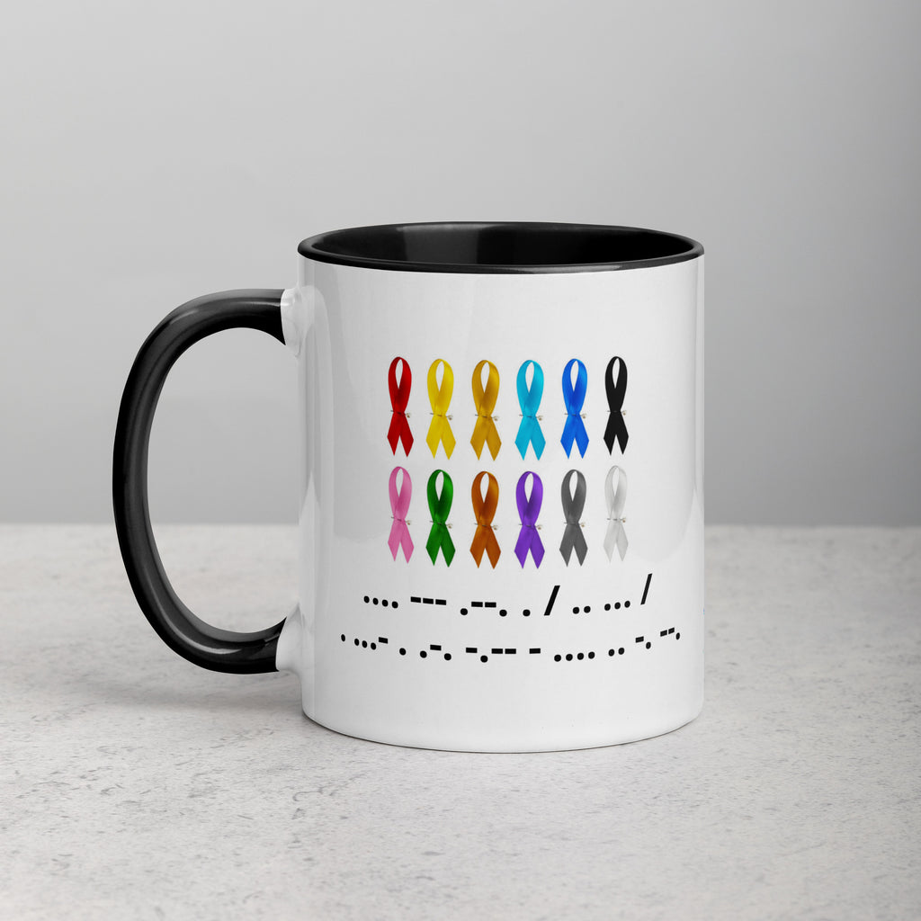 Hope Is Everything | Coffee Mug Colorful Ribbon & Morse Code Tea Hot Drink Gift for Men Women Mom Dad Brother Sister