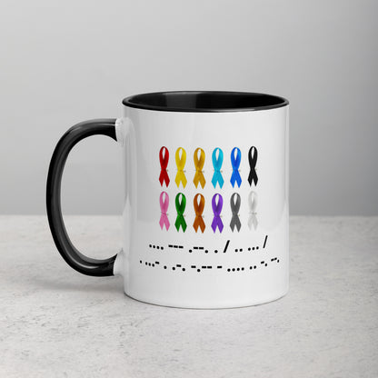 Colorful Hope Is Everything Ribbon & Morse Code Mug Coffee Tea Hot Drink Gift for Men Women Mom Dad Brother Sister