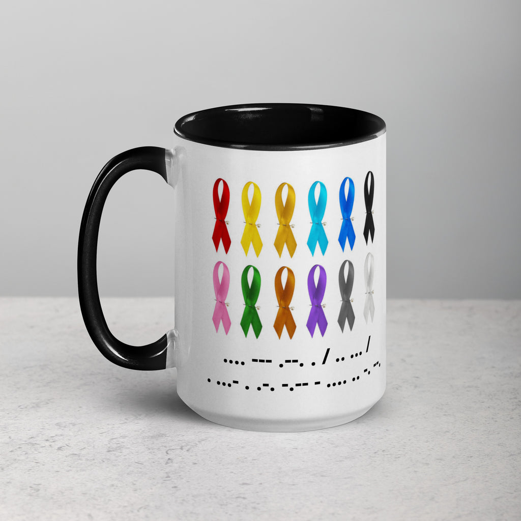 Hope Is Everything | Coffee Mug Colorful Ribbon & Morse Code Tea Hot Drink Gift for Men Women Mom Dad Brother Sister